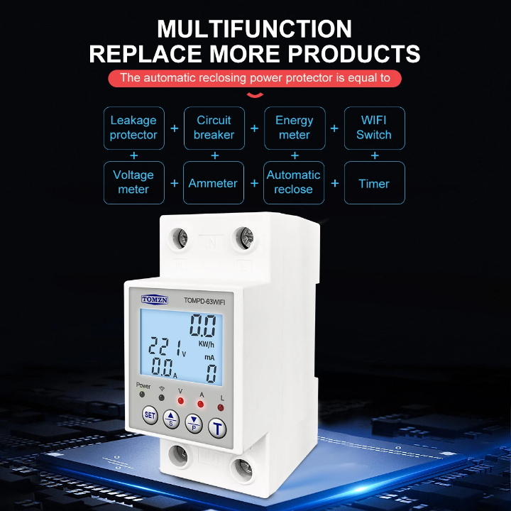 single phase three phase green meter on grid off grid unit locking device new model tomzn 63 a device relay protection switch